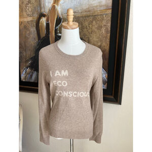NWT NOT SHY Beige Cashmere Crew Neck Sweater L “I am eco conscious”